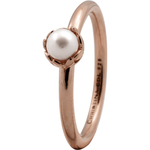 Christina rosa forgyldt samle ring - Pearl Flower med perle* køb det billigst hos Guldsmykket.dk her